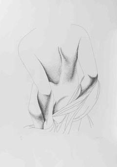 Nude from the Back - Etching by Giacomo Porzano - 1975