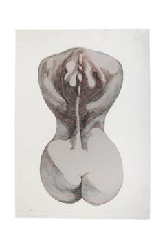 Desnudo de espaldas - Silueta VI - Grabado original de Giacomo Porzano - 1972