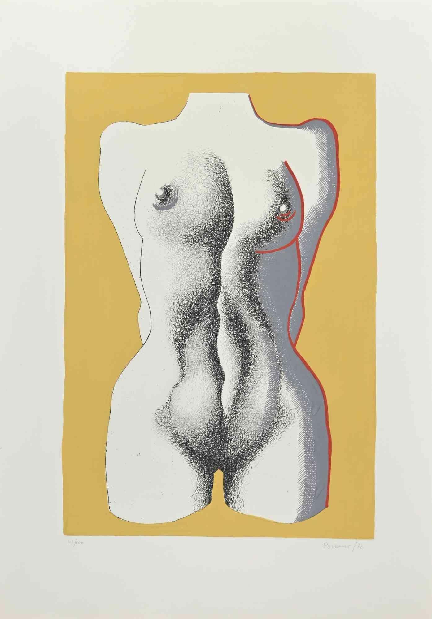 Nude is an artwork realized by the Italian artist  Giacomo Porzano (1925-2006), in 1972.

Mixed colored etching.

Hand signed and dated on the lower right margin.

Numbered on the lower left. Edition of 42/100.

Very Good condition.

This