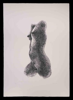 Nude Profile - Original Etching  by Giacomo Porzano - 1972