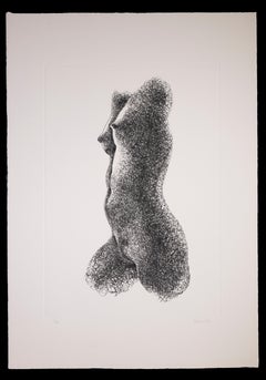 Nude Profile - Original Etching  by Giacomo Porzano - 1972