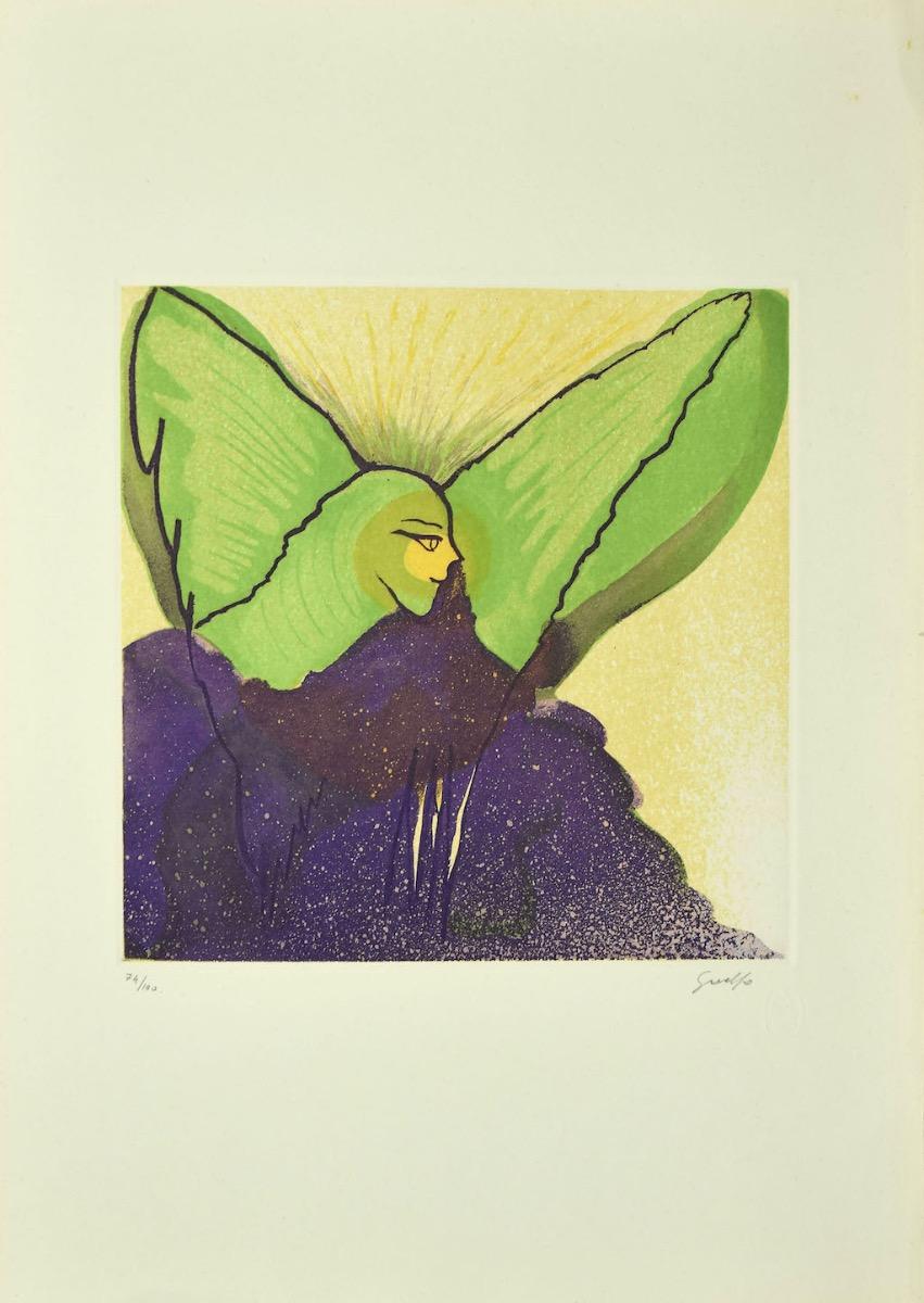 Giacomo Porzano Figurative Print - Price - The Angel - Original Etching by Guelfo Bianchini - 1970s