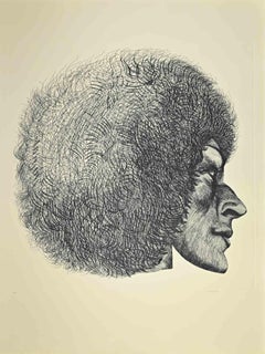 Vintage Profile - Etching by Giacomo Porzano - 1972