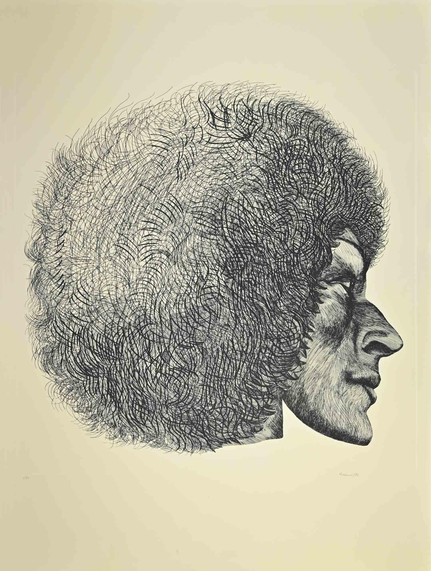 Profile is a contemporary artwork realized by Giacomo Porzano in 1972.

Hand signed, dated and numbered by artist with pencil.

Edition of 3/50.