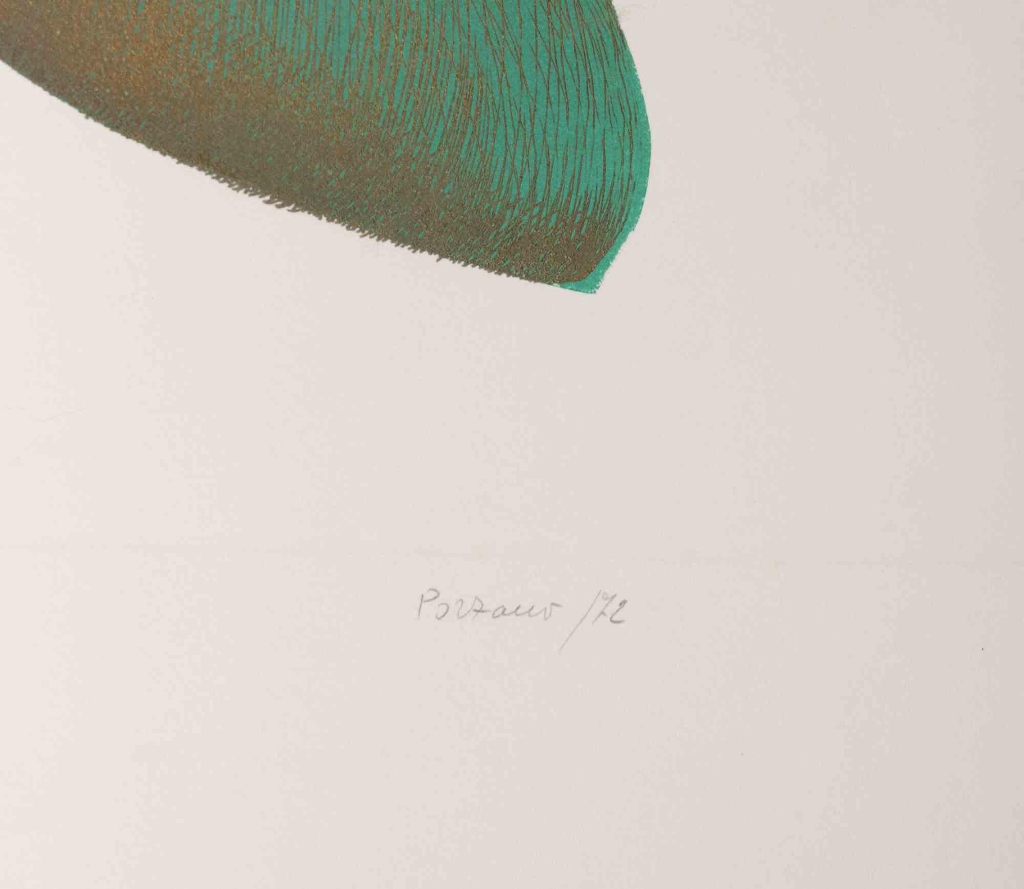 Perfil en rosa y verde - Grabado de Giacomo Porzano - 1972 en venta 1