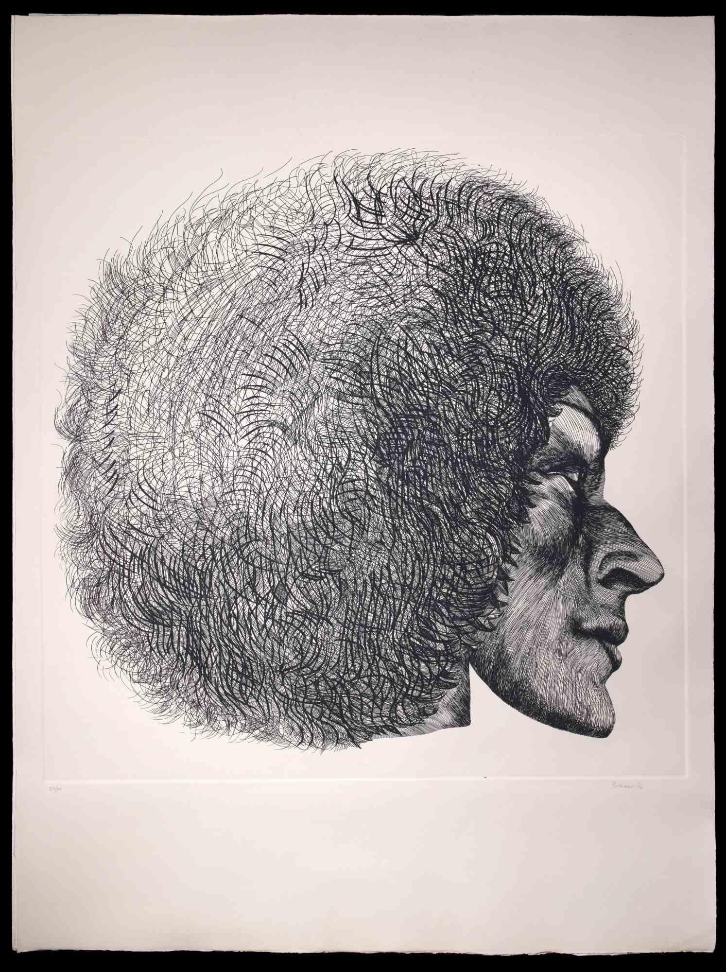 Profile is an original modern artowork realized by the Italian artist Giacomo Porzano (1925-2006) in 1972

Black and white etching.

Hand-signed and dated on the lower right.

Numbered on the lower left. Edition of 24/50.

Giacomo Porzano was born