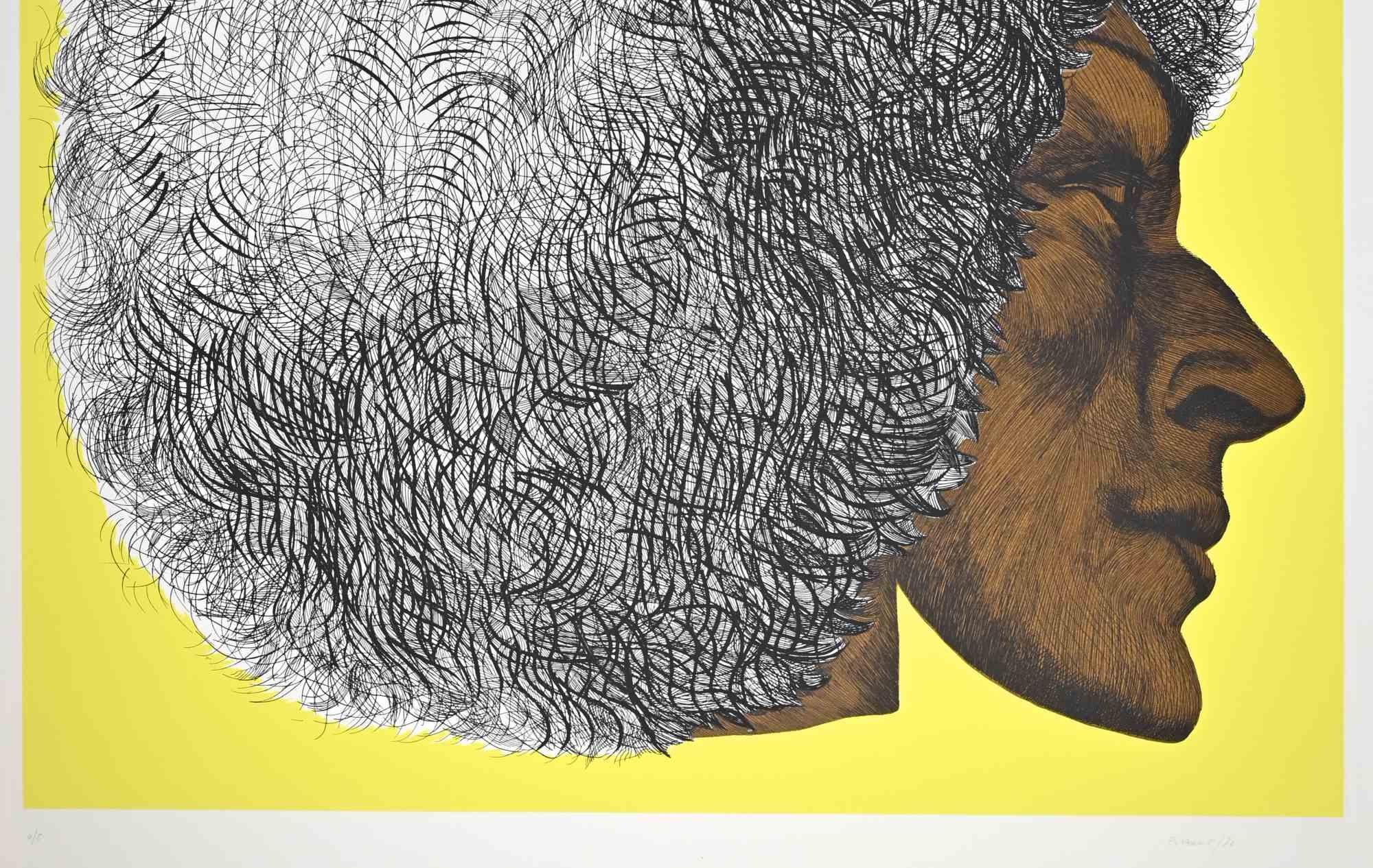  Profile Yellow II -  Etching by Giacomo Porzano - 1972 For Sale 1