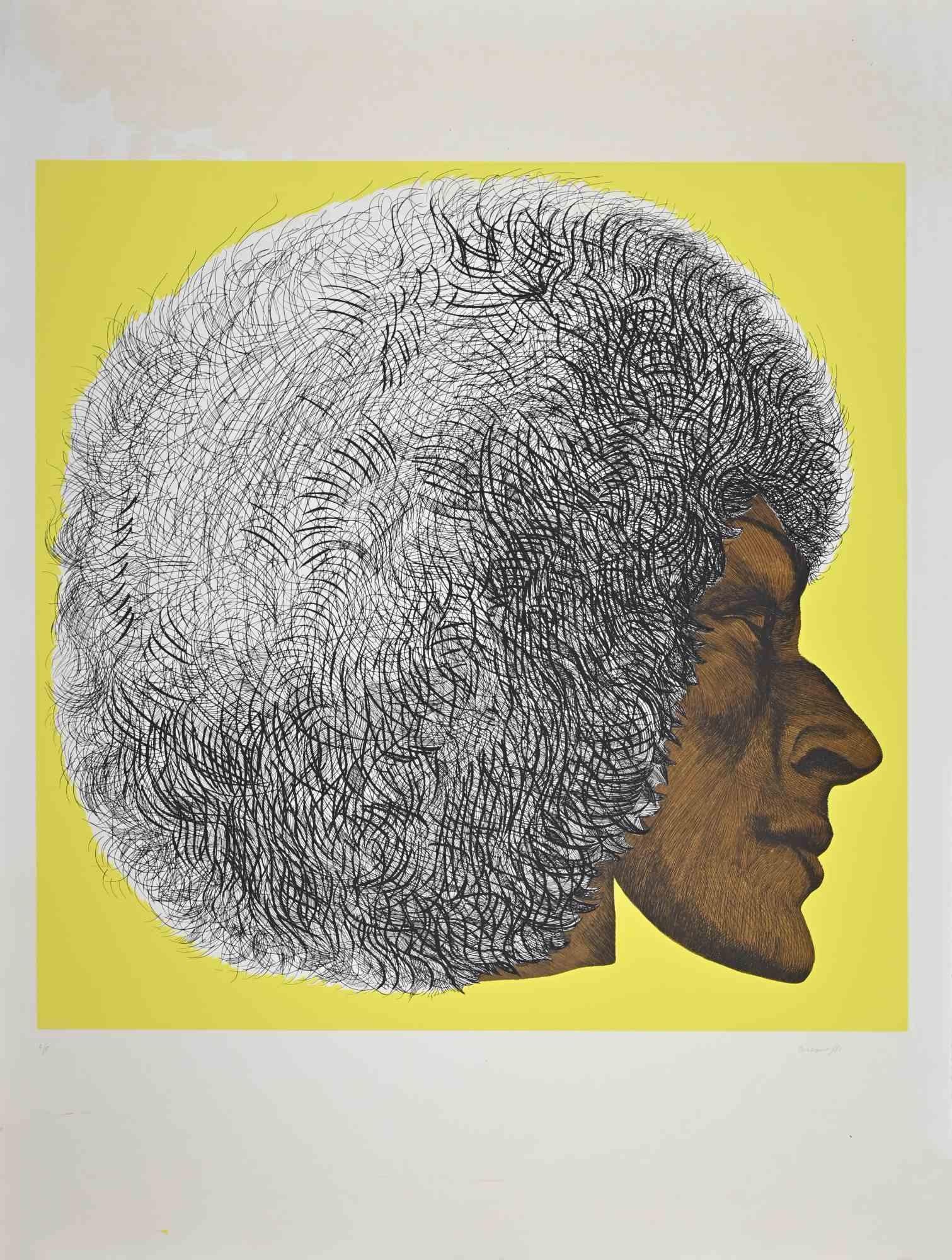 Profile Yellow II - Profilo giallo II is a contemporary artwork realized by Giacomo Porzano in 1972.

Hand signed and dated by artist with pencil.

Numbered on the lower margin. Edition of 2/5