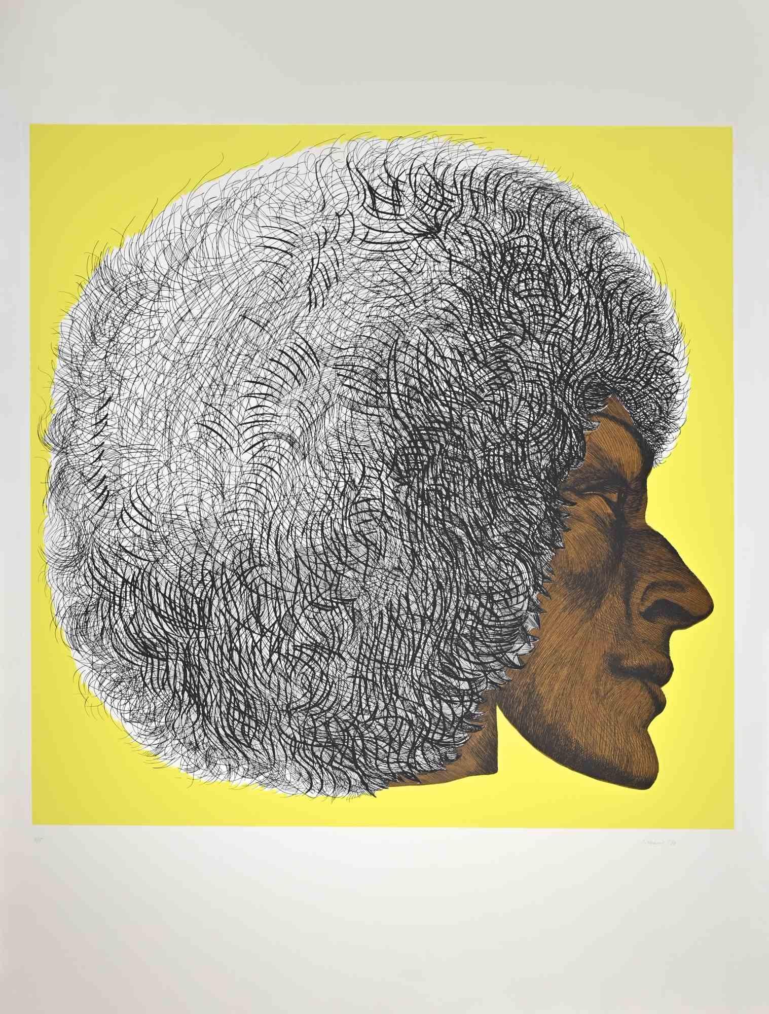 Profile Yellow II - Profilo giallo II is a contemporary artwork realized by Giacomo Porzano in 1972.

Hand signed and dated by artist with pencil.

Numbered on the lower margin. Edition of 4/5