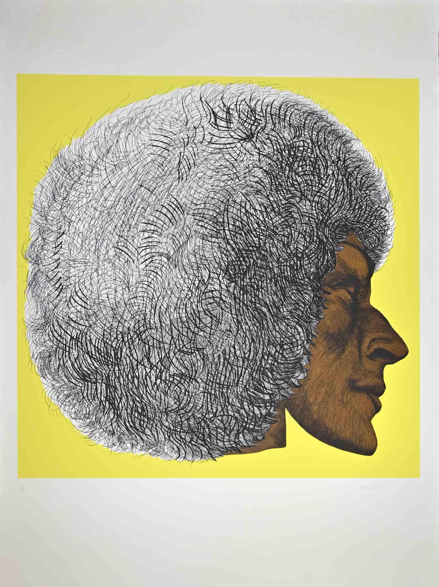 Profile Yellow II - Profilo giallo II is a contemporary artwork realized by Giacomo Porzano in 1972.

Hand signed and dated by artist with pencil.

Numbered on the lower margin. Edition of 3/5