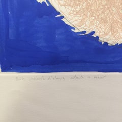 Profile en rose et bleu - eau-forte originale de Giacomo Porzano - 1972