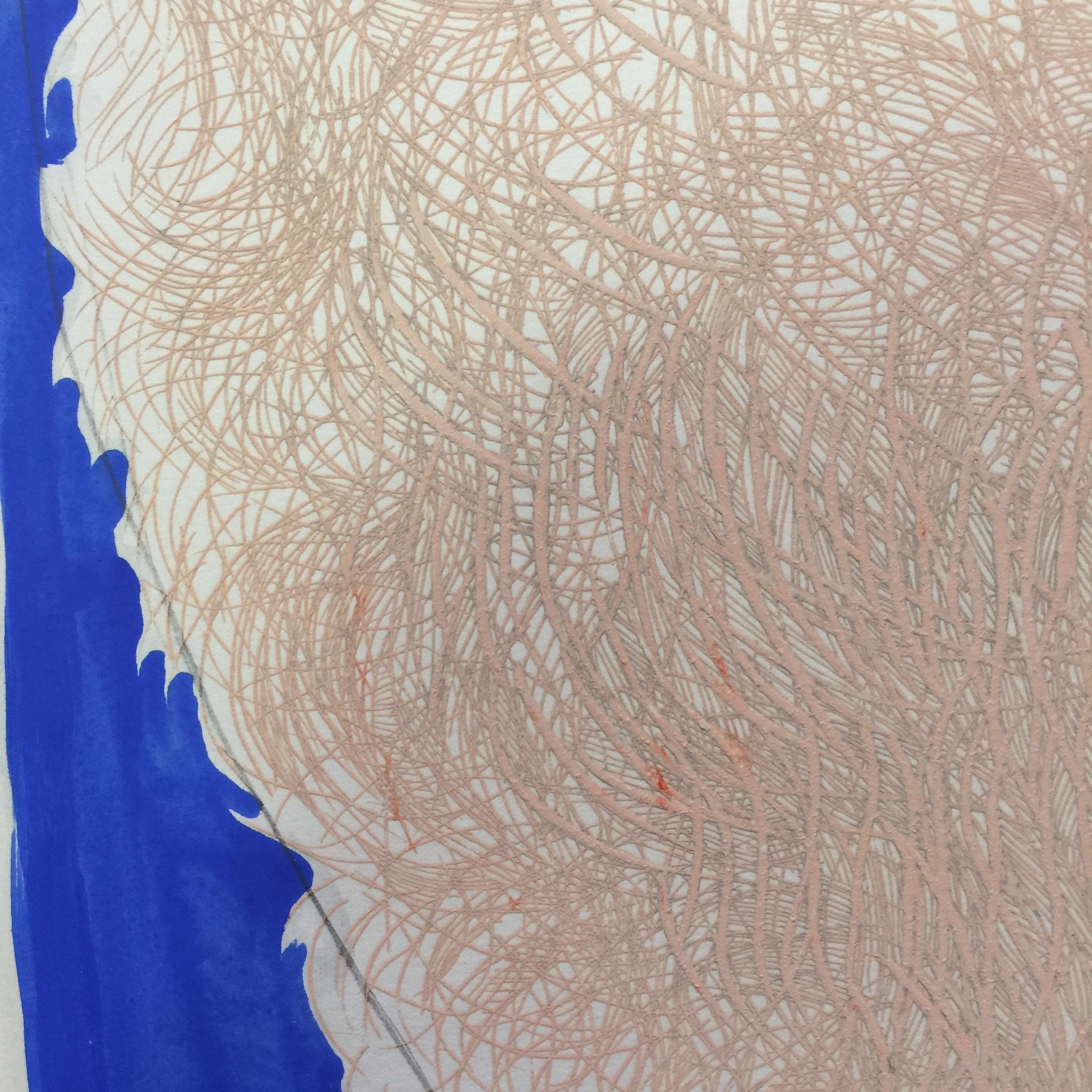 Perfil en rosa y azul - Grabado original de Giacomo Porzano - 1972 en venta 3