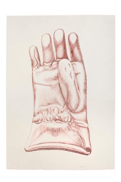 Red Glove - Original Etching by Giacomo Porzano - 1972
