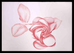 Rose rouge - Gravure de Giacomo Porzano - 1970