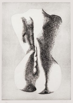 Silhouette of Woman - Original Etching by Giacomo Porzano - 1970s