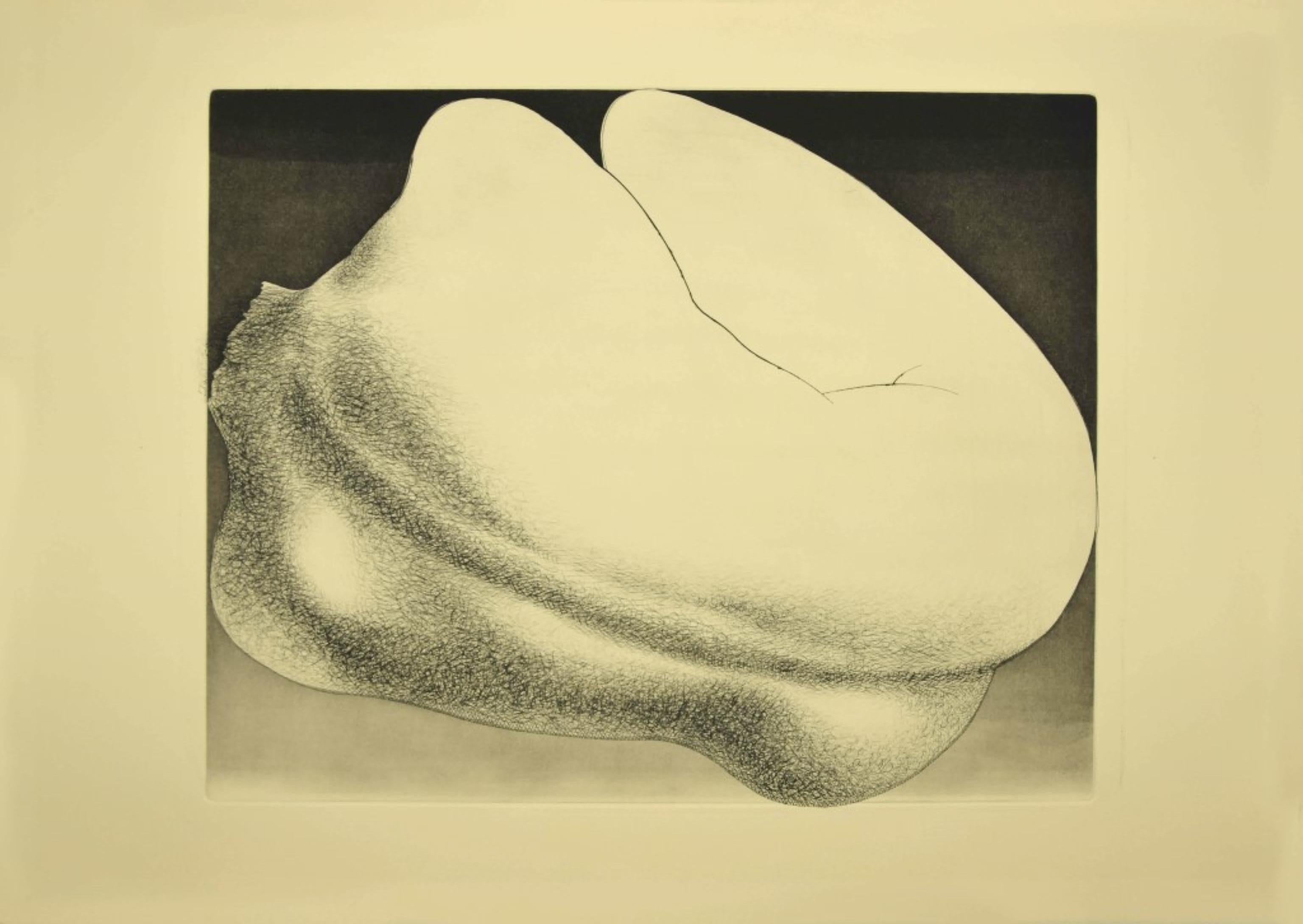 Woman from Shoulder - Original Etching by Giacomo Porzano - 1970s