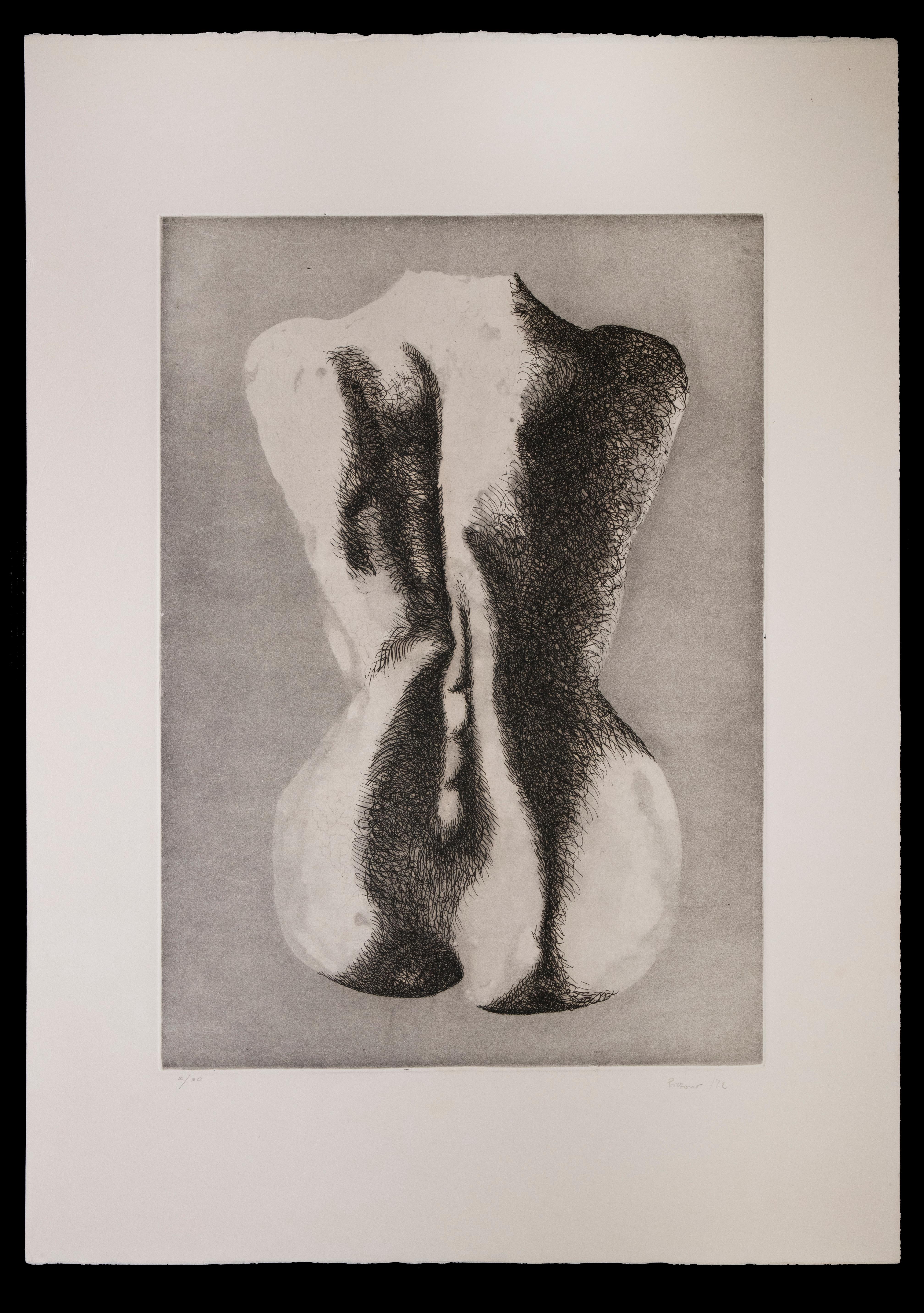 Woman from the Back ist eine Radierung auf Papier, die von dem italienischen Künstler Giacomo Porzano (1925-2006) realisiert wurde.

Rechts unten handsigniert.

Links unten nummeriert. Auflage: 50 Stück.

Dieses zeitgenössische Werk stellt den