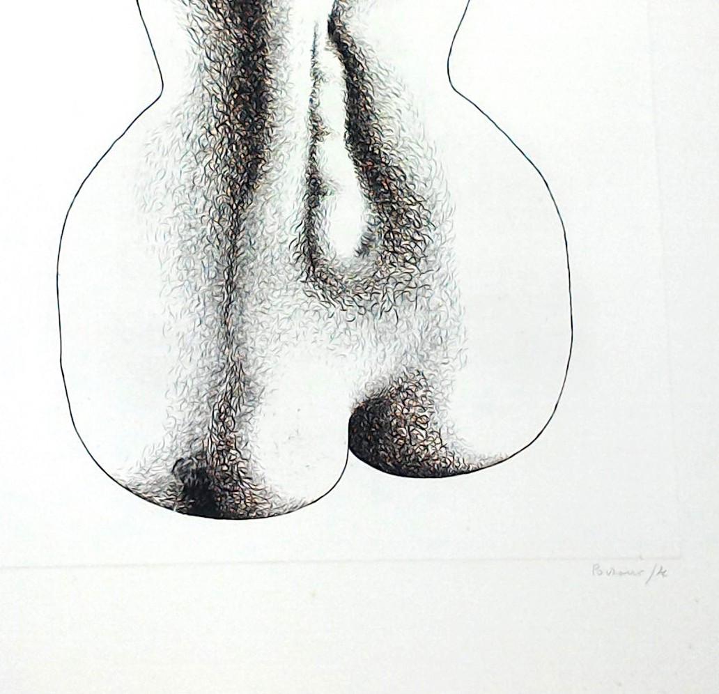 Woman Nude from the back - Original Etching by Giacomo Porzano - 1972 For Sale 1