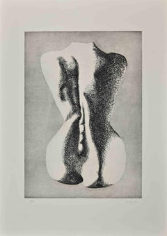 Woman’s Back - Etching by Giacomo Porzano - 1972