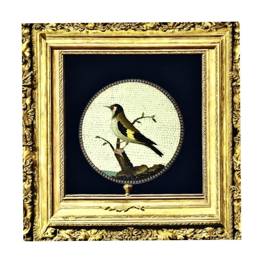 Giacomo Raffaelli firmado y fechado en 1784, Rara placa de micromosaico del Jilguero Jorge III en venta