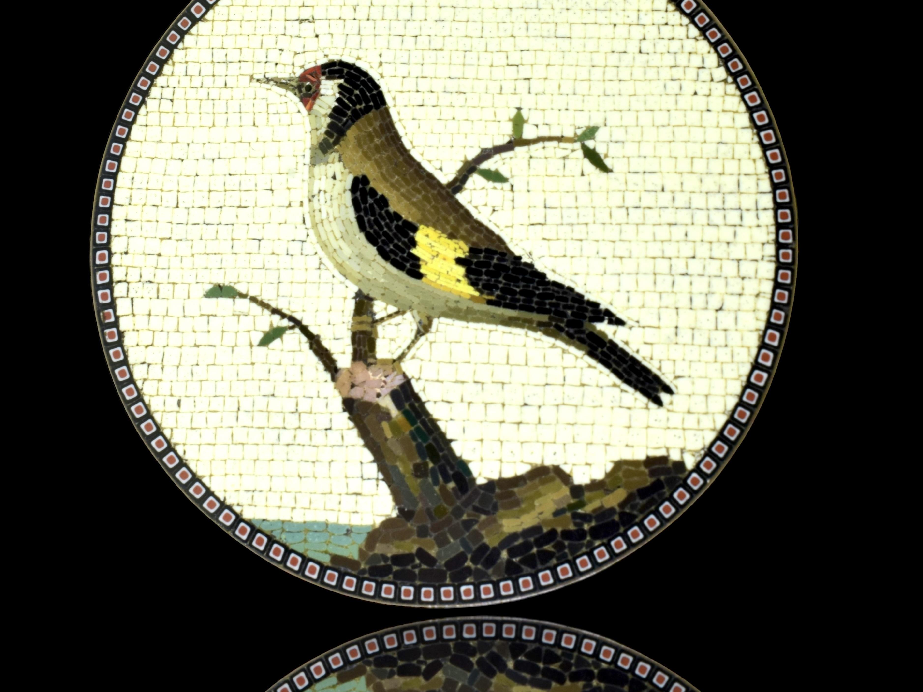 Giacomo Raffaelli signed & dated 1784, Rare Micromosaic Plaque of the Goldfinch