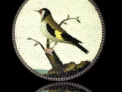 Antique Giacomo Raffaelli signed & dated 1784, Rare Micromosaic Plaque of the Goldfinch
