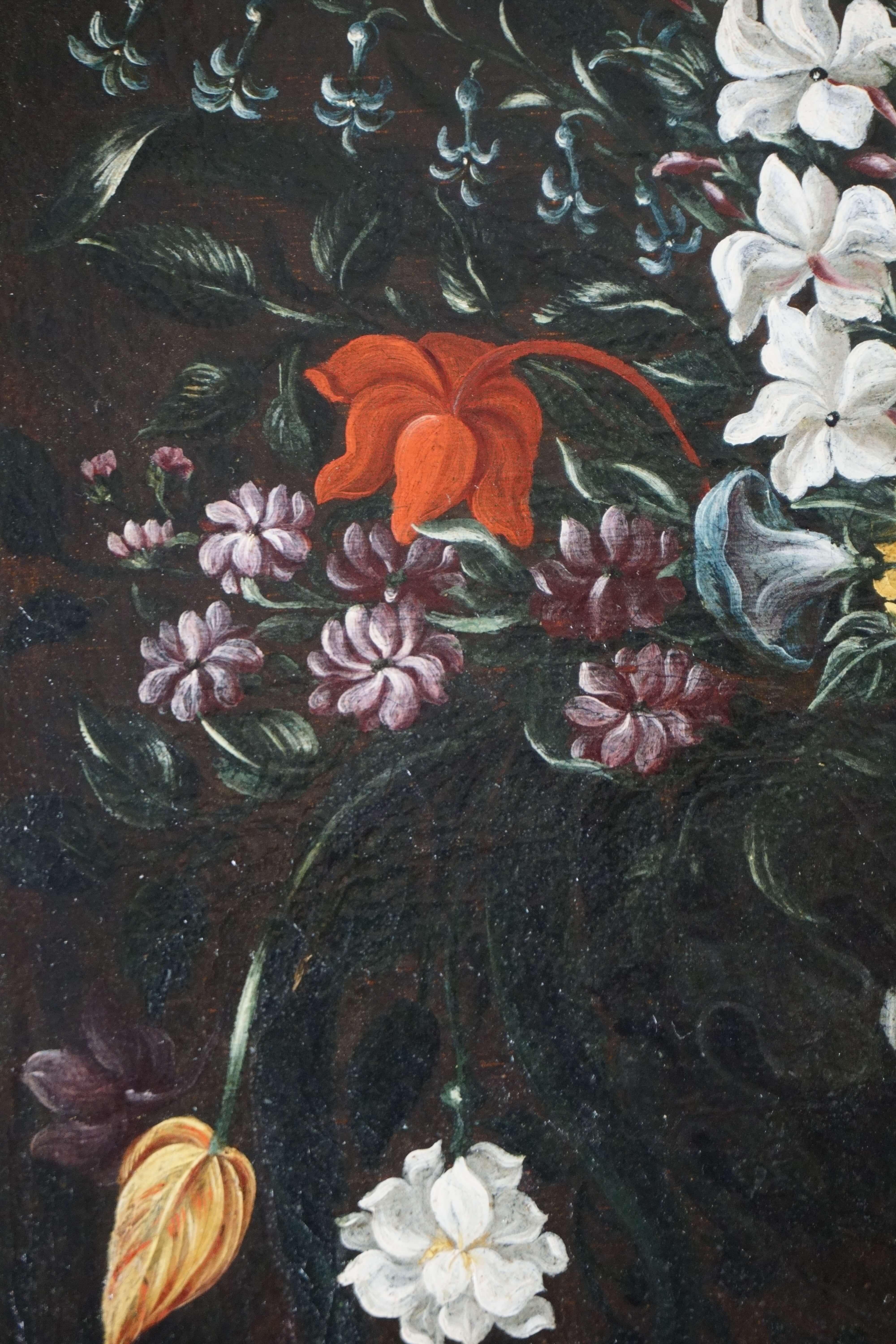 Natura Morta Napoletana 'Blumen in einem Glaskrug' Öl auf Leinwand im Rahmen im Angebot 4