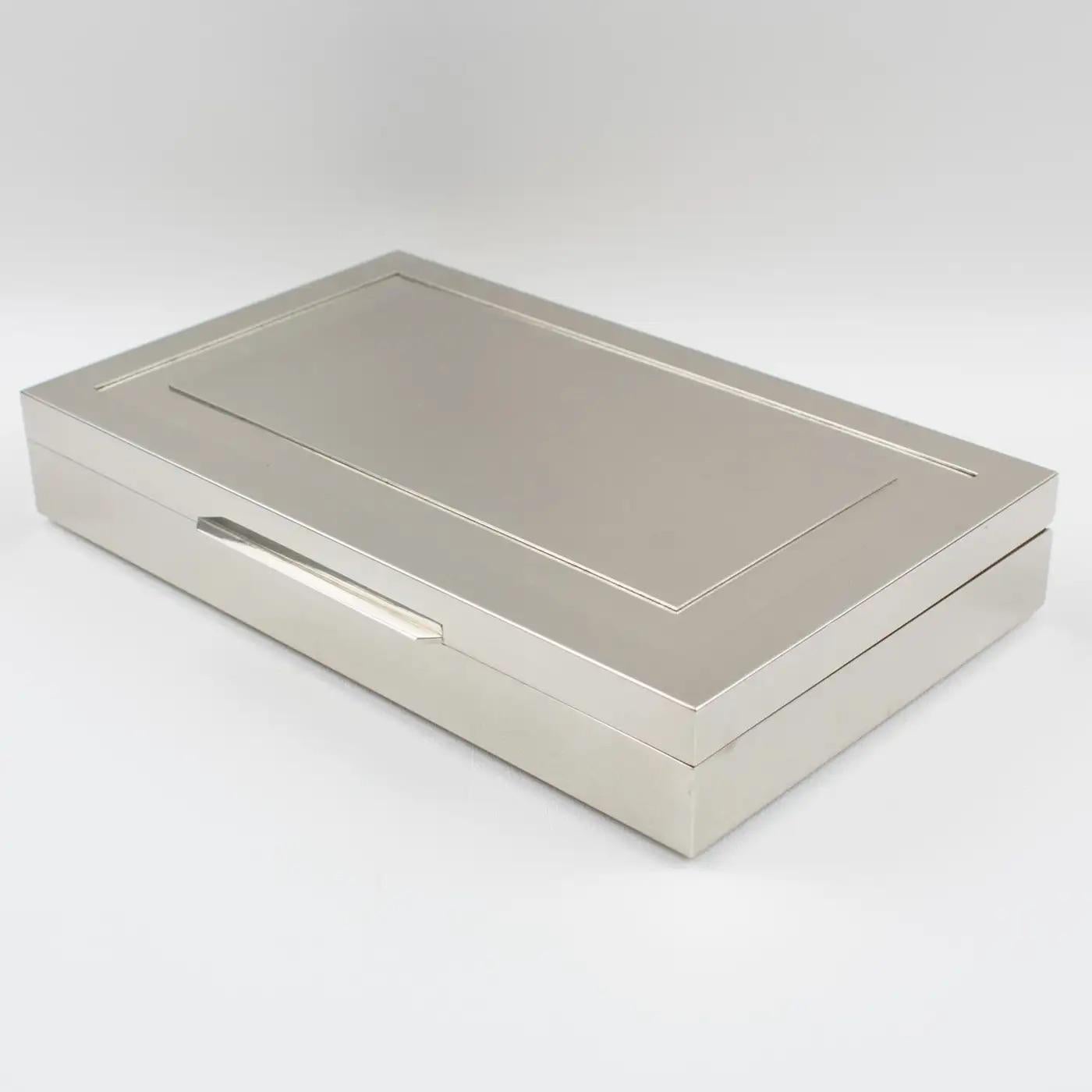 Late 20th Century Giacomo Sinopoli for Liwan's Rome Modernist Chrome Metal Box, Italy 1970s For Sale