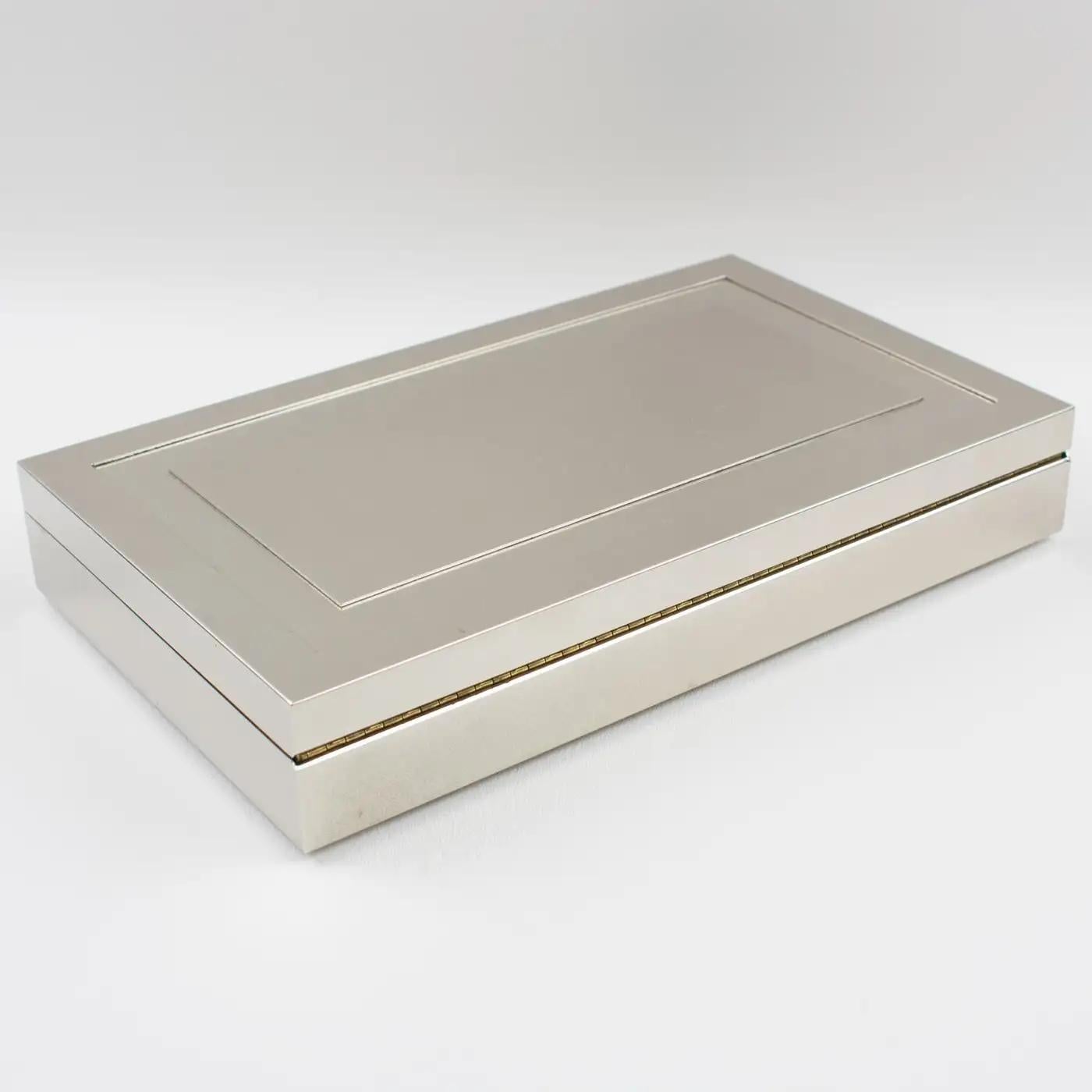 Giacomo Sinopoli for Liwan's Rome Modernist Chrome Metal Box, Italy 1970s For Sale 1