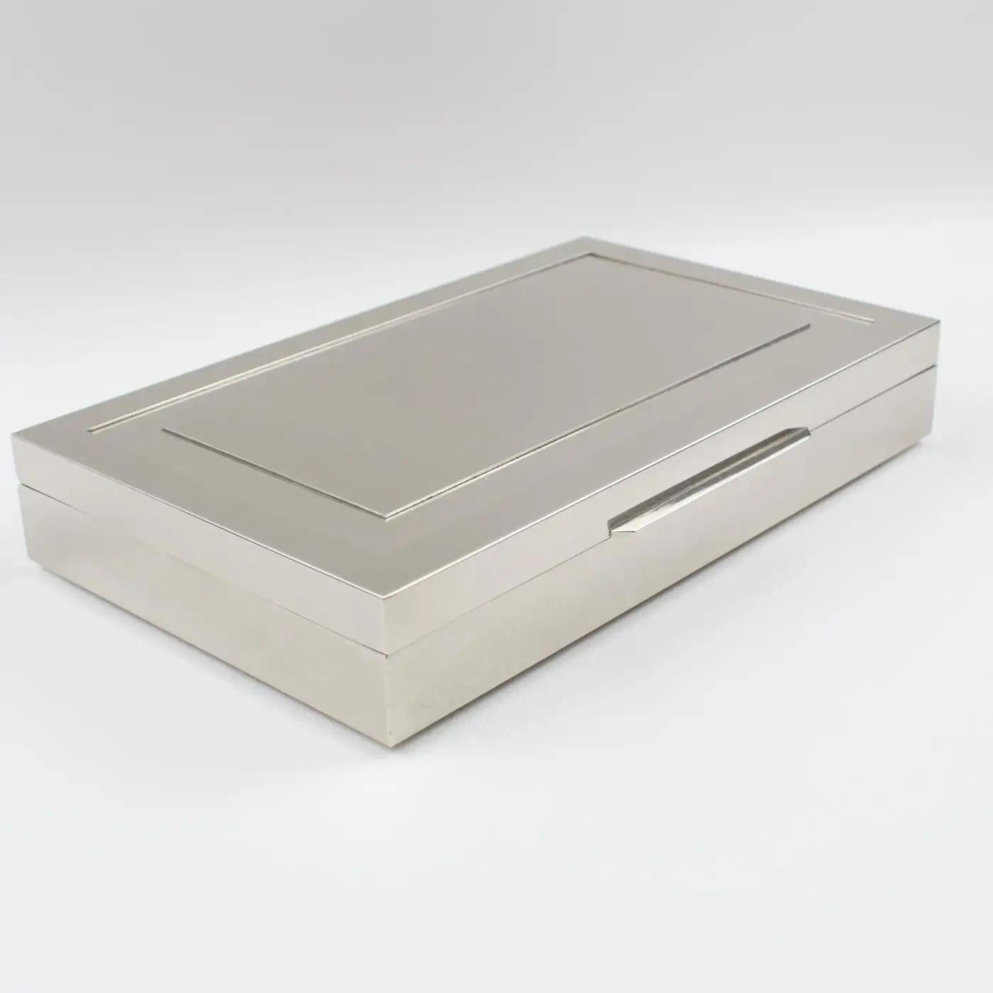 Giacomo Sinopoli for Liwan's Rome Modernist Chrome Metal Box, Italy 1970s For Sale 2