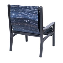 Giacomo Sling Chair, Blackened Ash and Woven Denim Seat