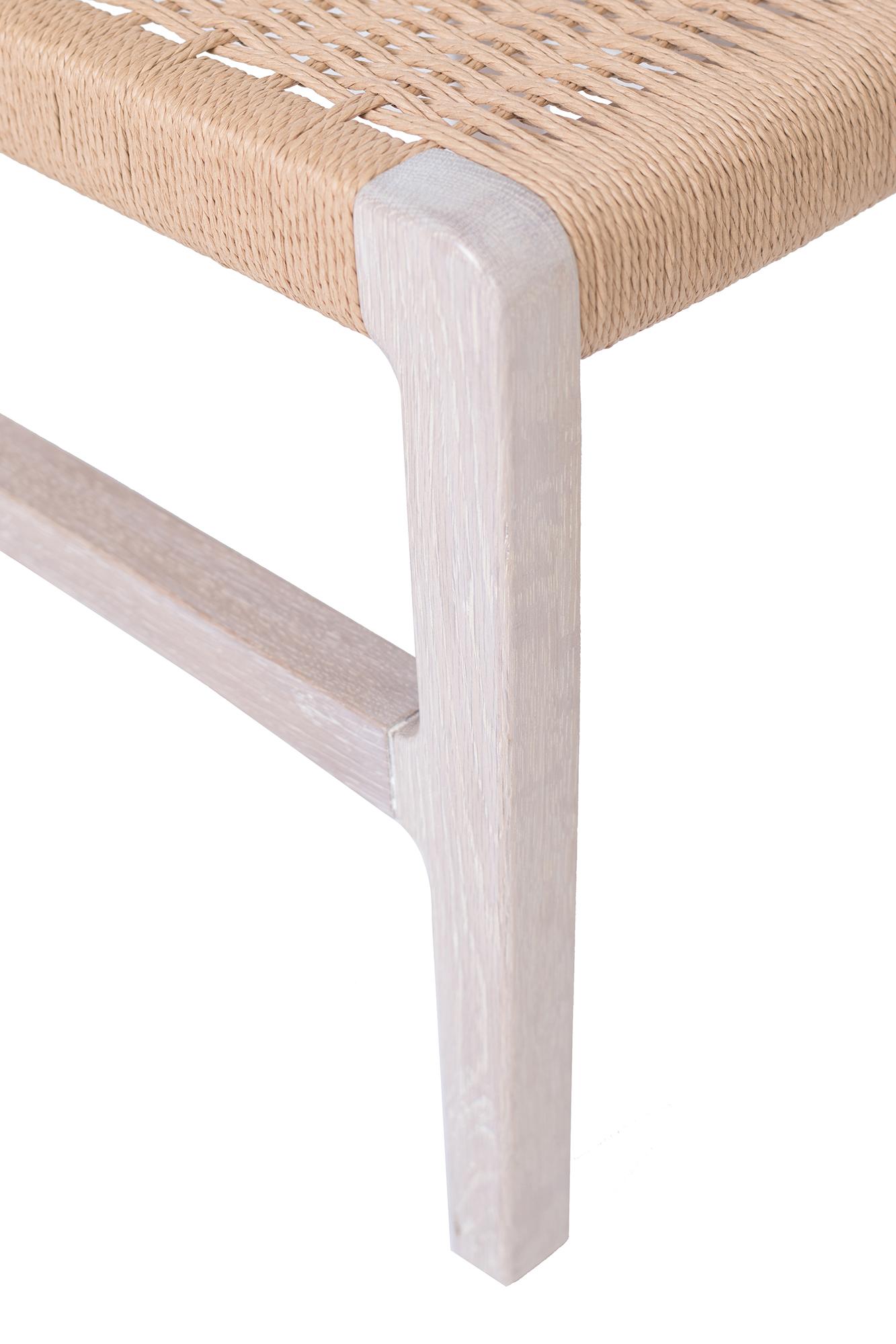 North American Giacomo Stool / Ottoman in Whitewashed Oak with Danish Cord