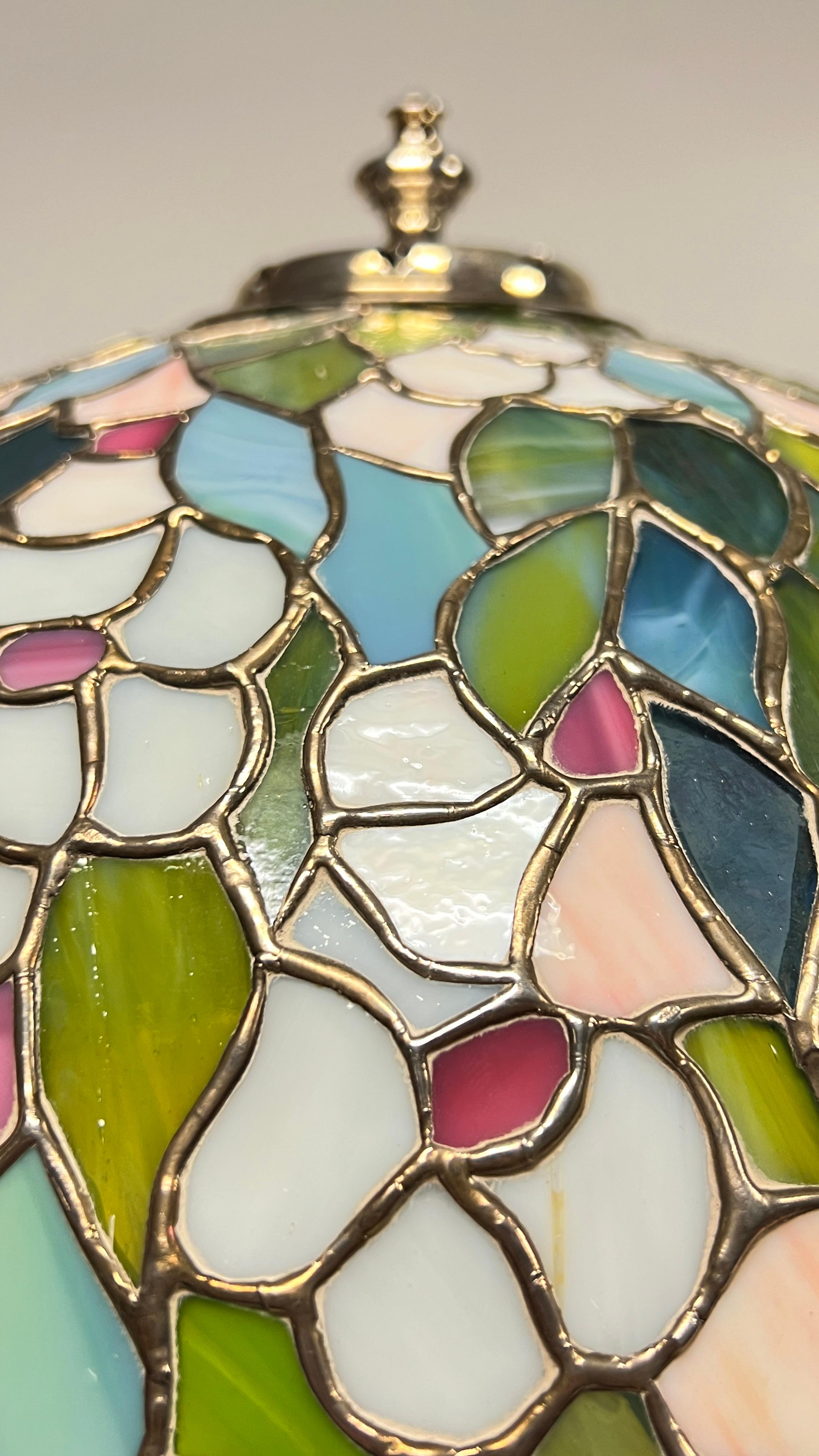 Lampada da tavolo in argento stile Tiffany di Giacomo Vavassori in vendita 1