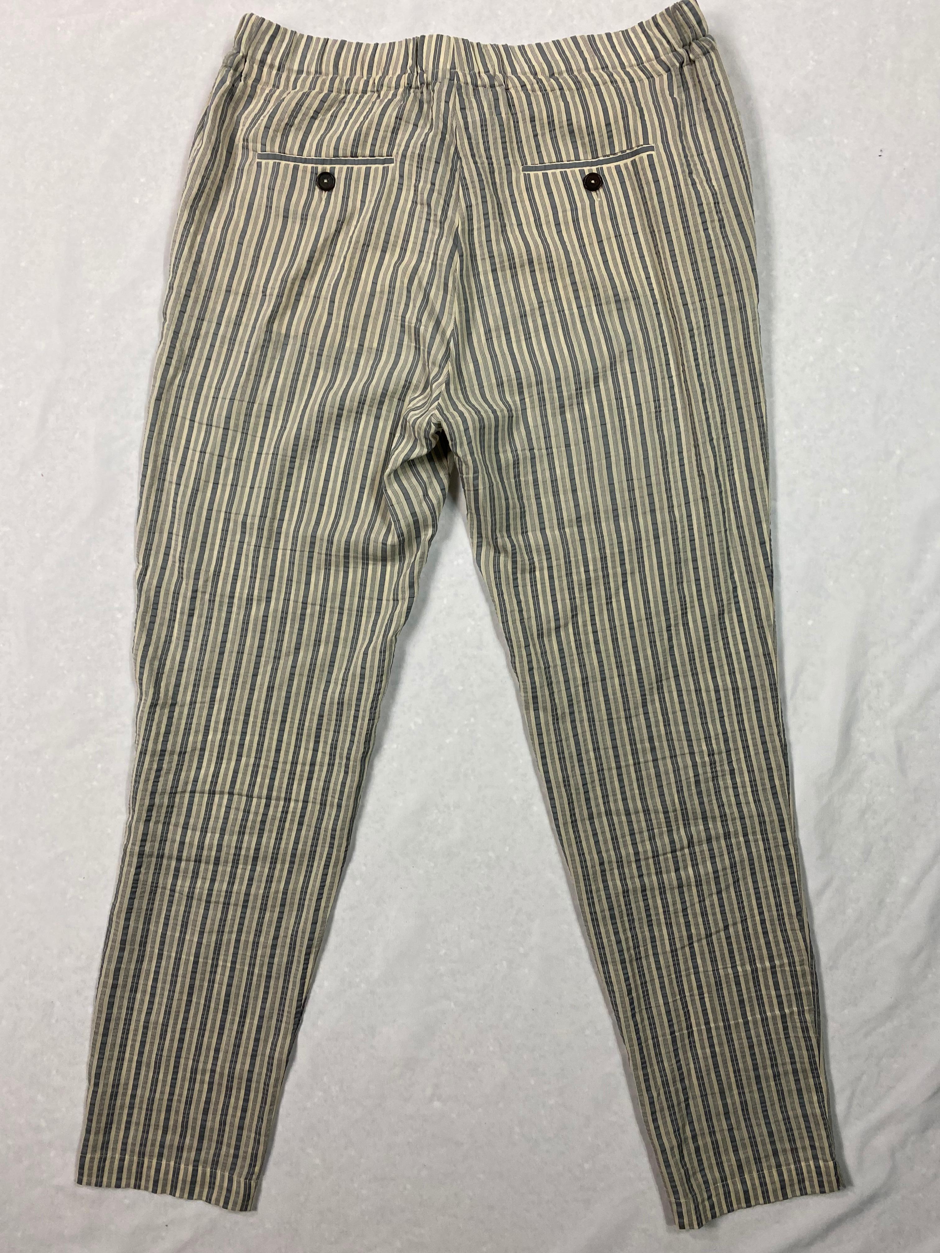 striped navy pants