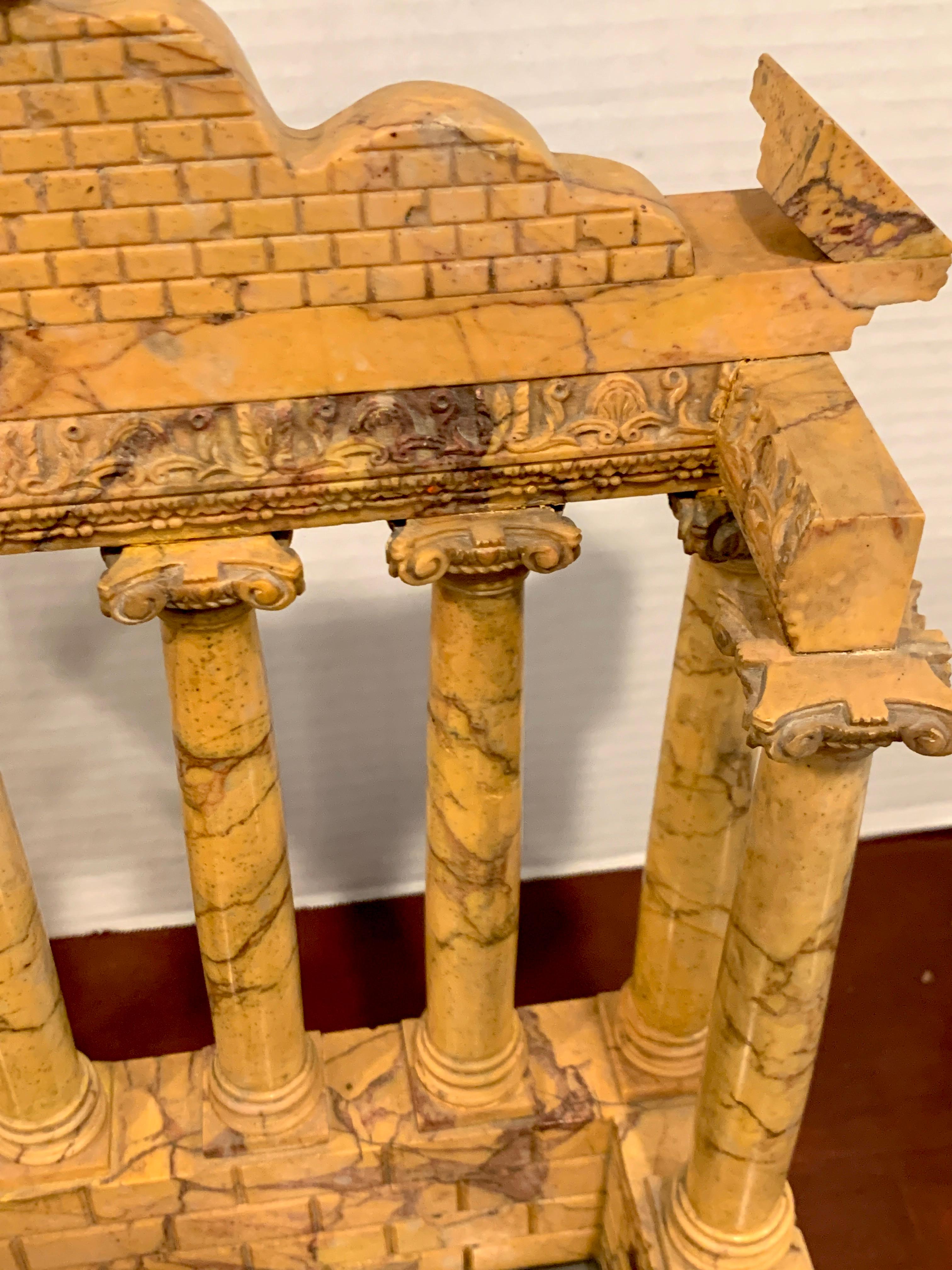 Giallo Antico Grand Tour Marble Model of the Temple of Saturn 1