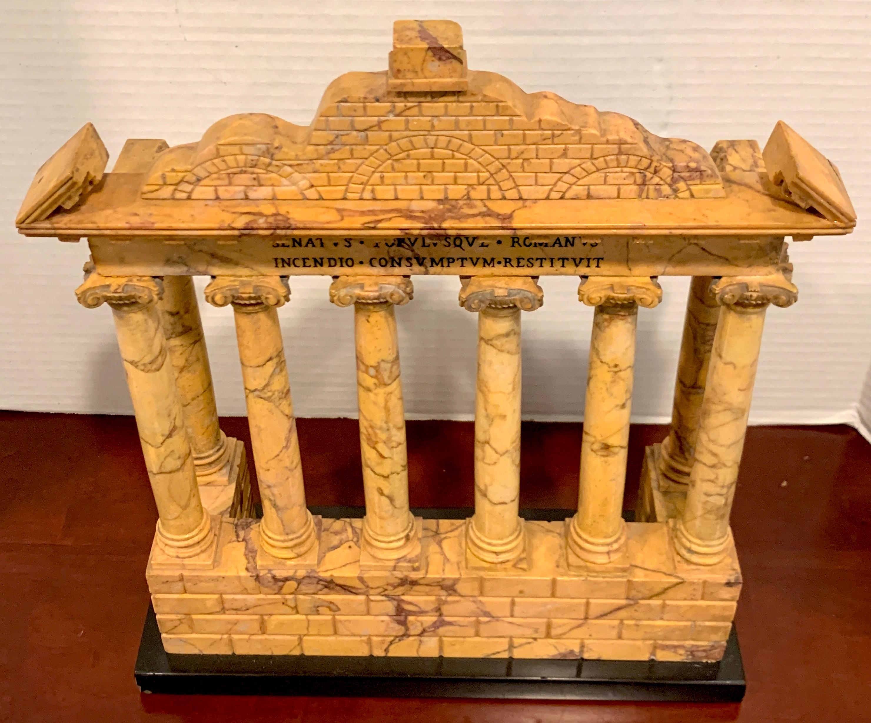 Italian Giallo Antico Grand Tour Marble Model of the Temple of Saturn