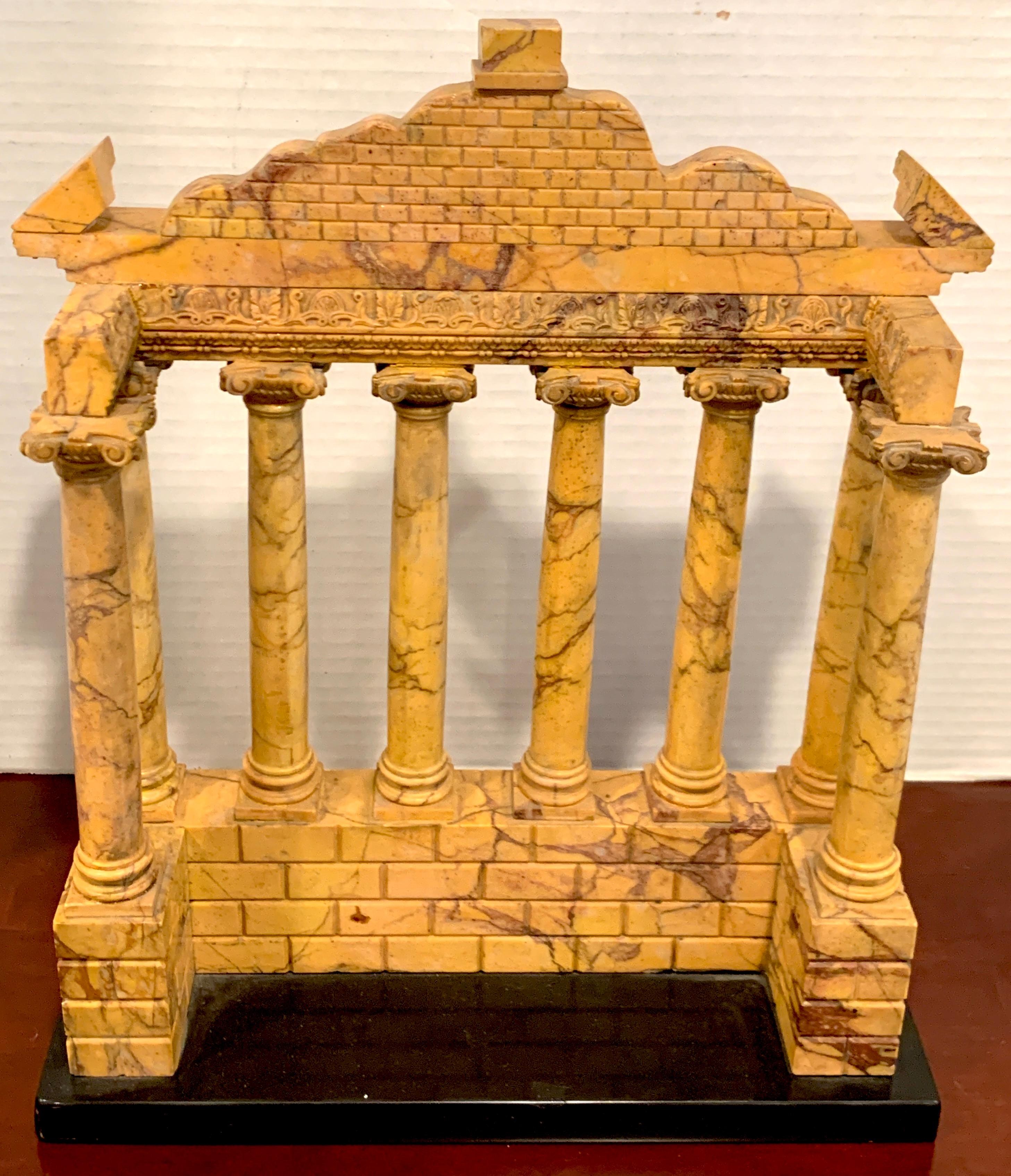 Giallo Antico Grand Tour Marble Model of the Temple of Saturn In Good Condition In West Palm Beach, FL