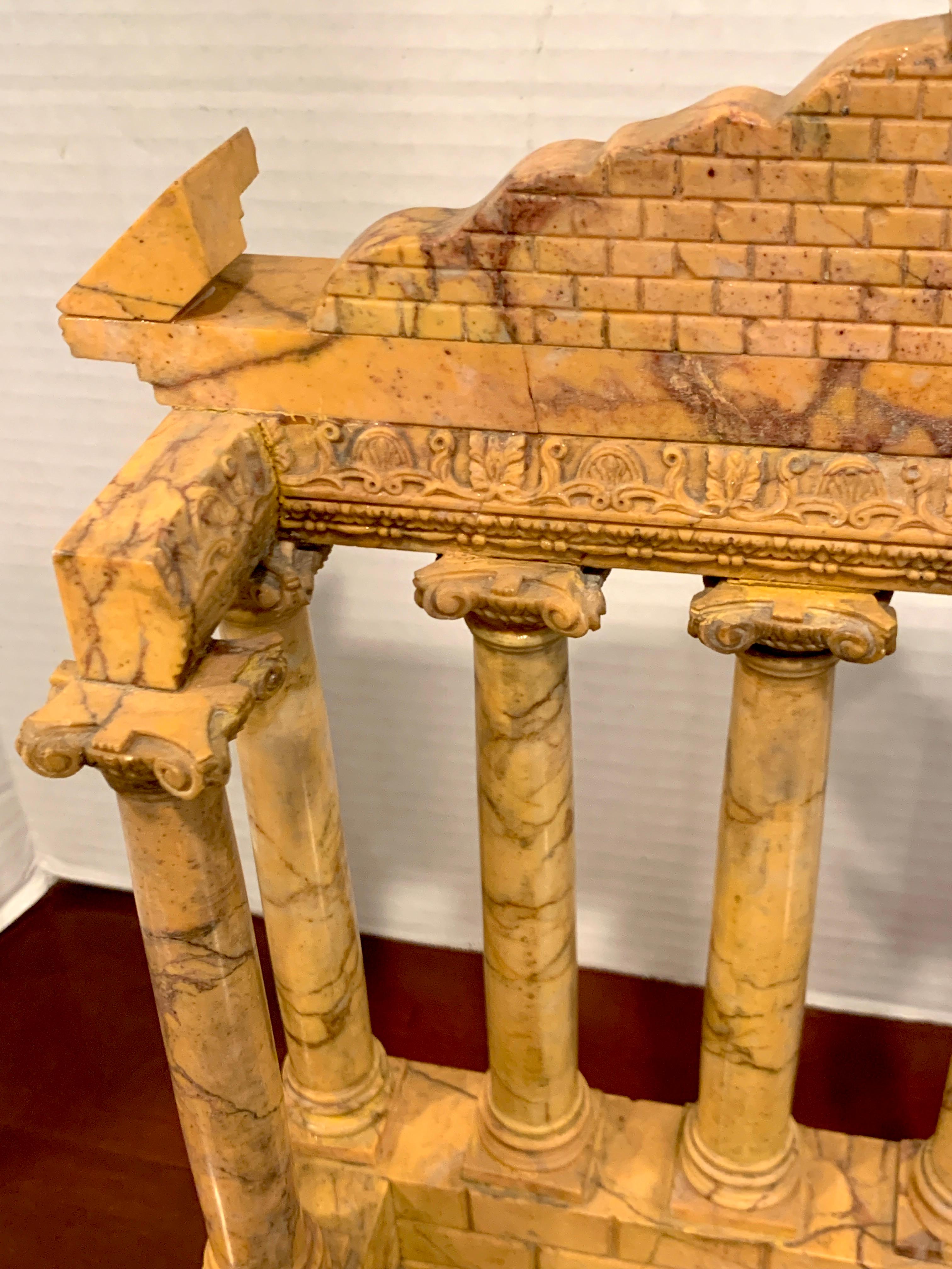 19th Century Giallo Antico Grand Tour Marble Model of the Temple of Saturn