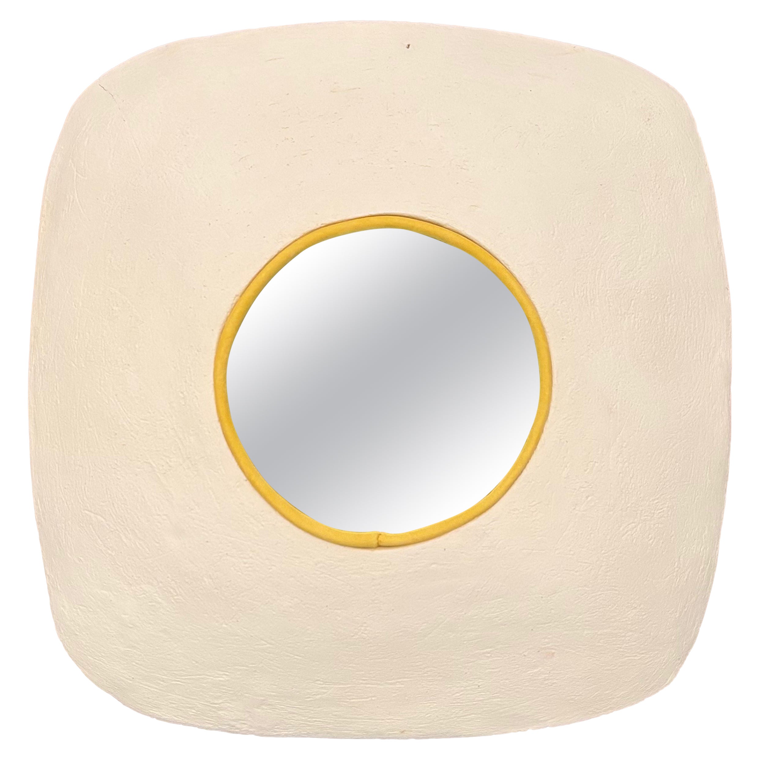 Giallo Contemporary Signed Ceramic Mirror by Renzo Maar