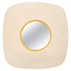 Giallo Contemporary Signed Ceramic Mirror by Renzo Maar