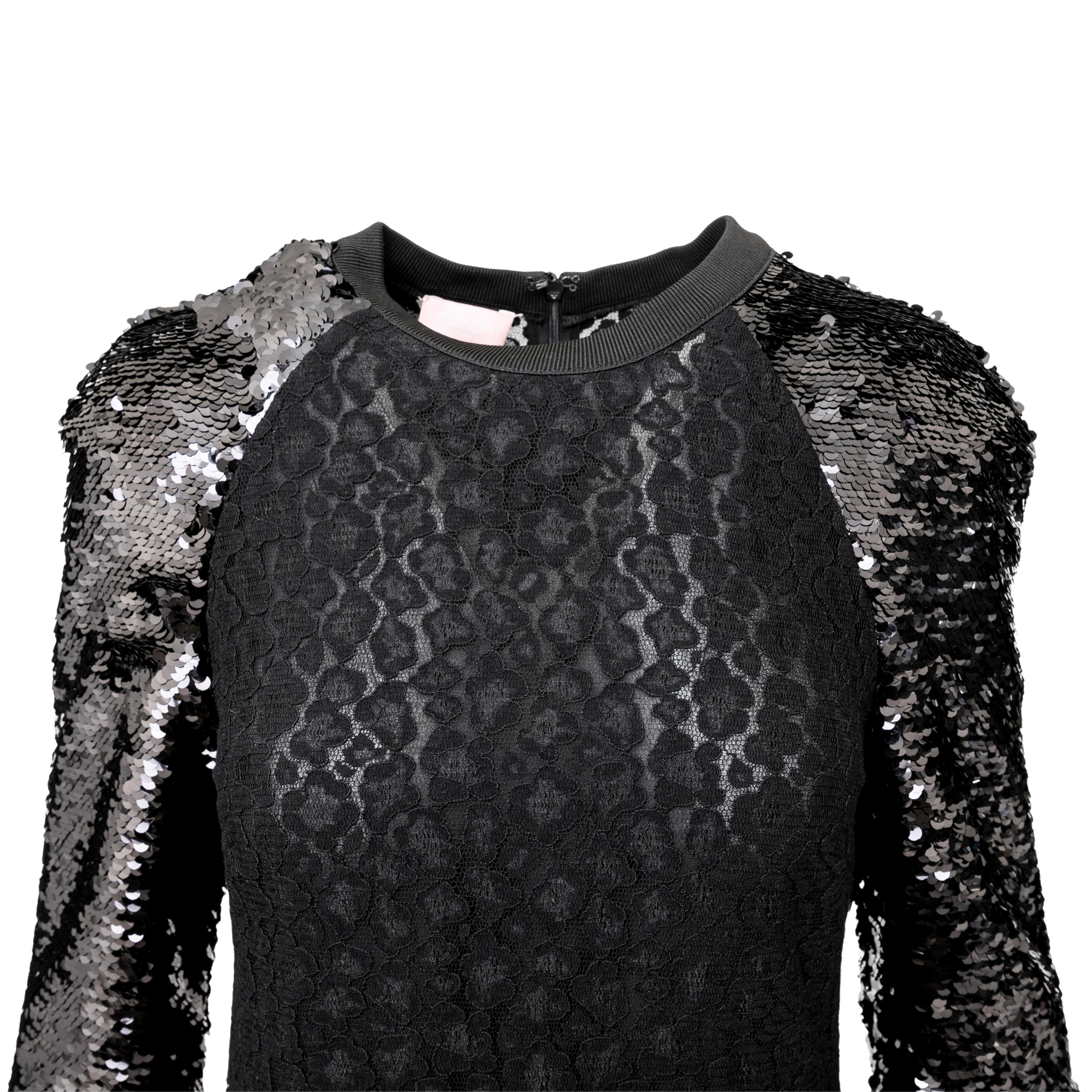 Black Giamba by Giambattista Valli Sequin and Lace Dress - '10s For Sale