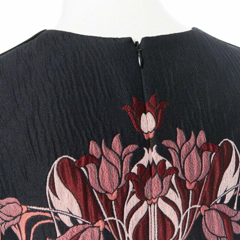 GIAMBA GIAMBATTISTA VALLI black red floral loque semi sheer sleeves dress XXS For Sale 4