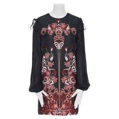GIAMBA GIAMBATTISTA VALLI noir rouge loque florale robe à manches semi transparentes XXS