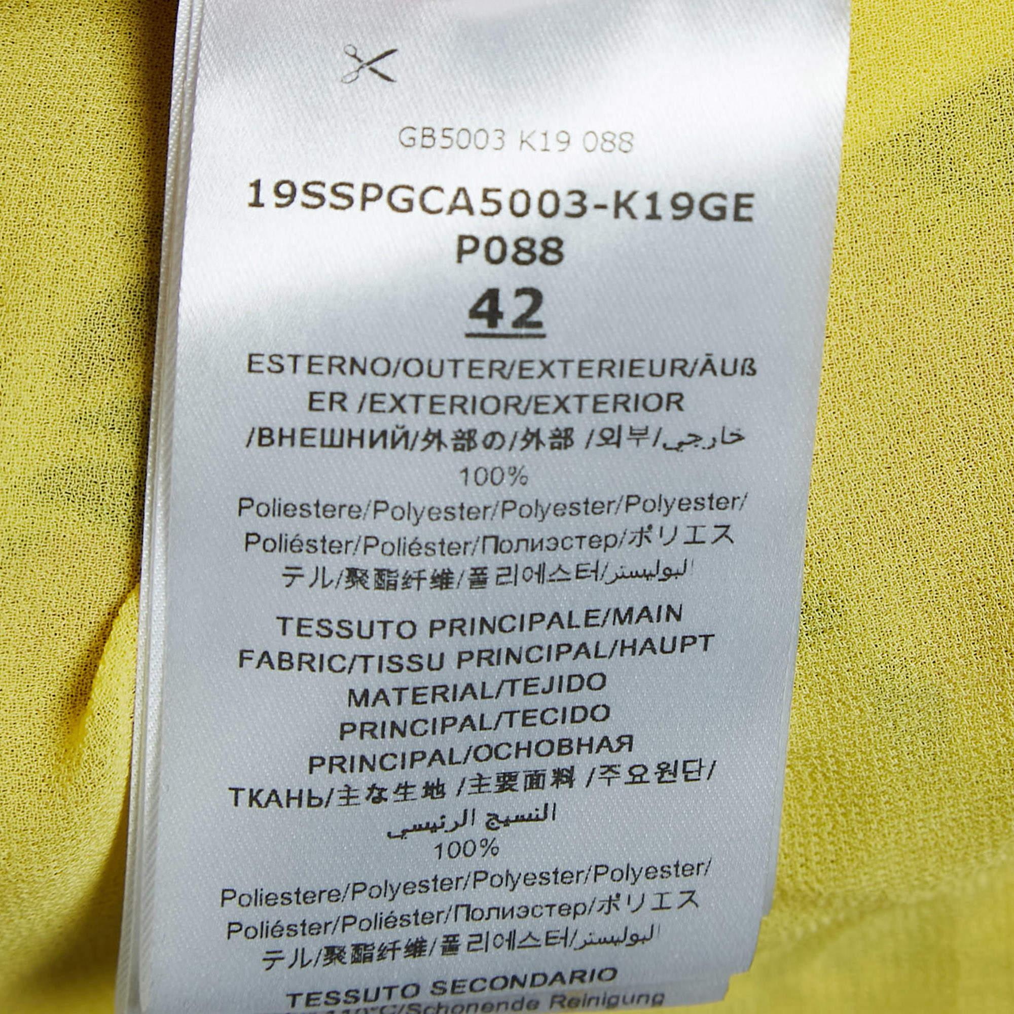 Giamba Yellow Floral Print Chiffon and Lace Cut-Out Maxi Dress M For Sale 1
