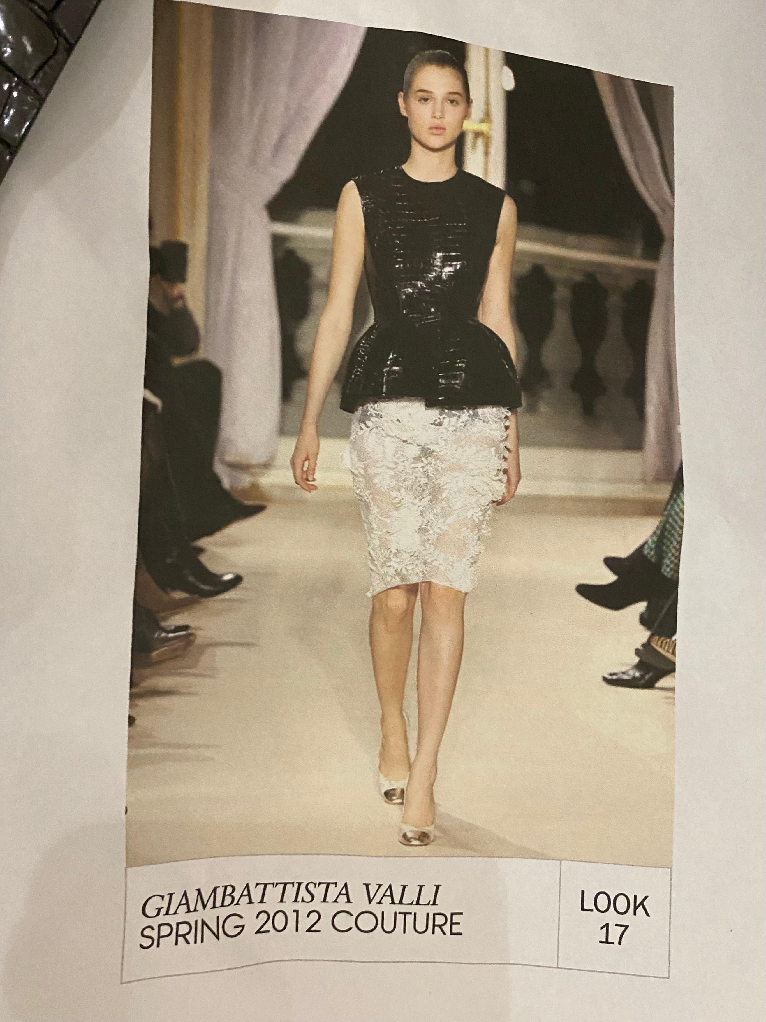 Giambatista Valli 2012 Couture Croc Top and Lace Skirt Set For Sale 6