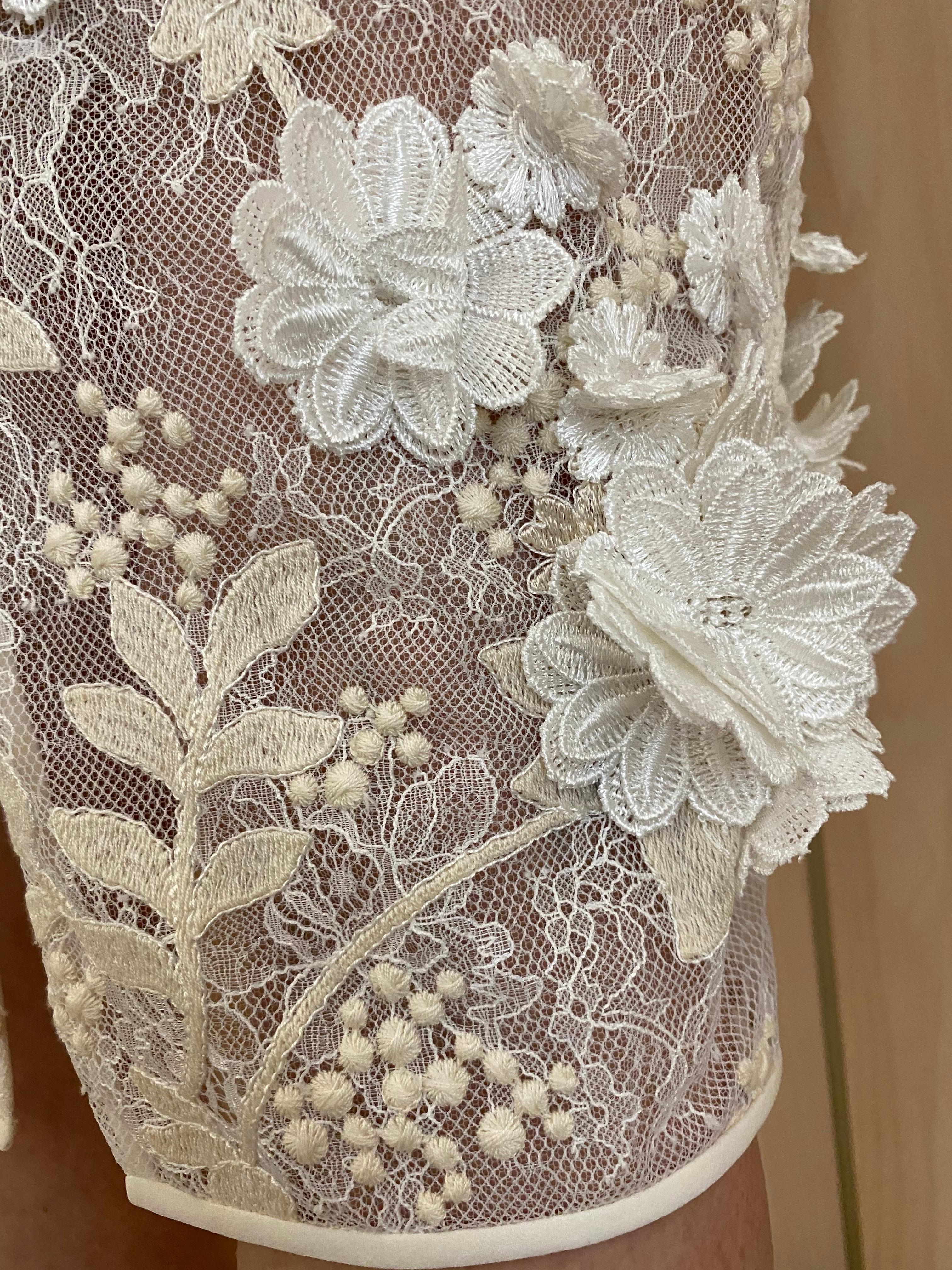 Giambatista Valli 2012 Couture Croc Top and Lace Skirt Set For Sale 3
