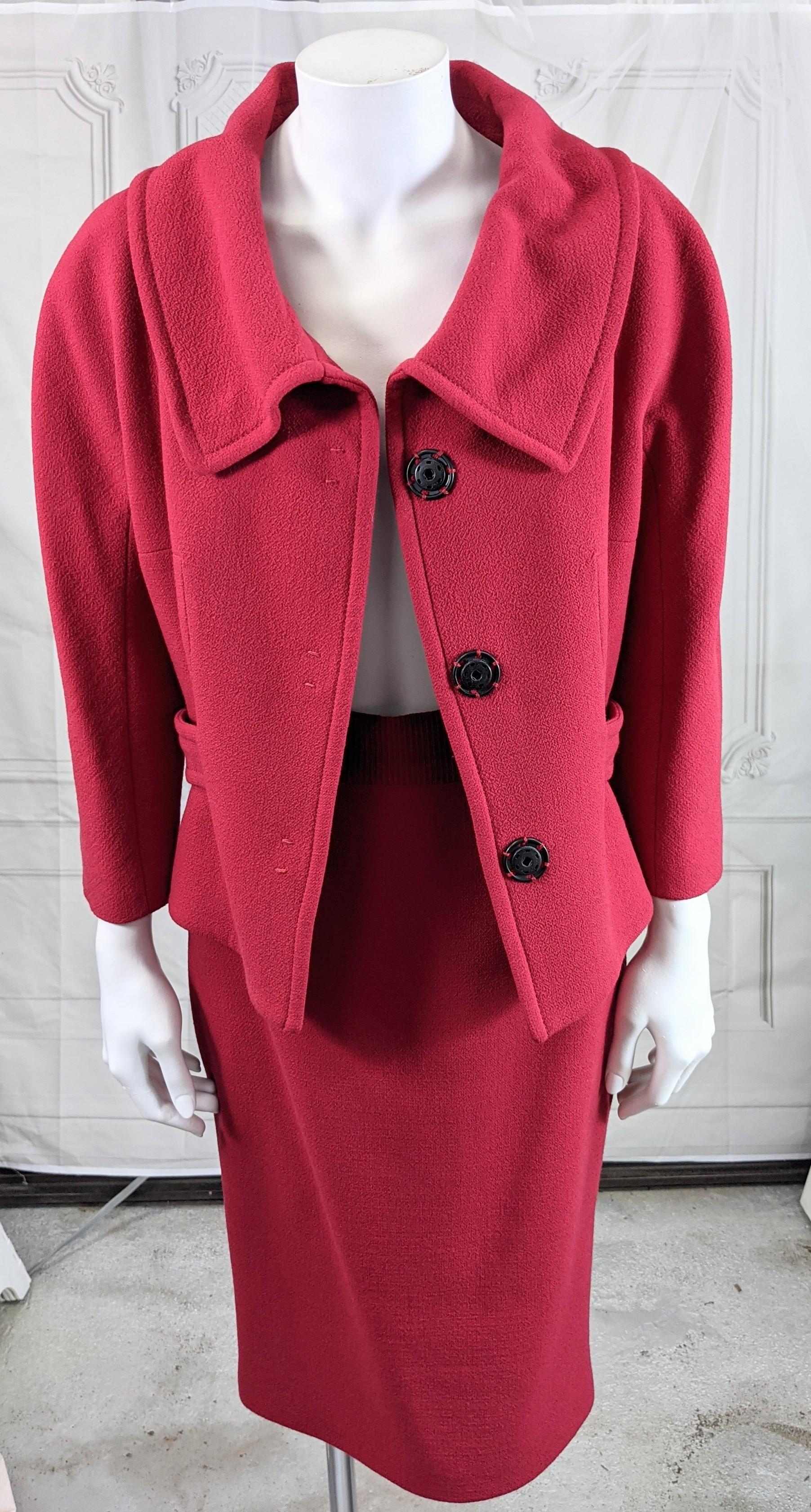 Red Giambatista Valli Rasberry Wool Crepe Suit For Sale
