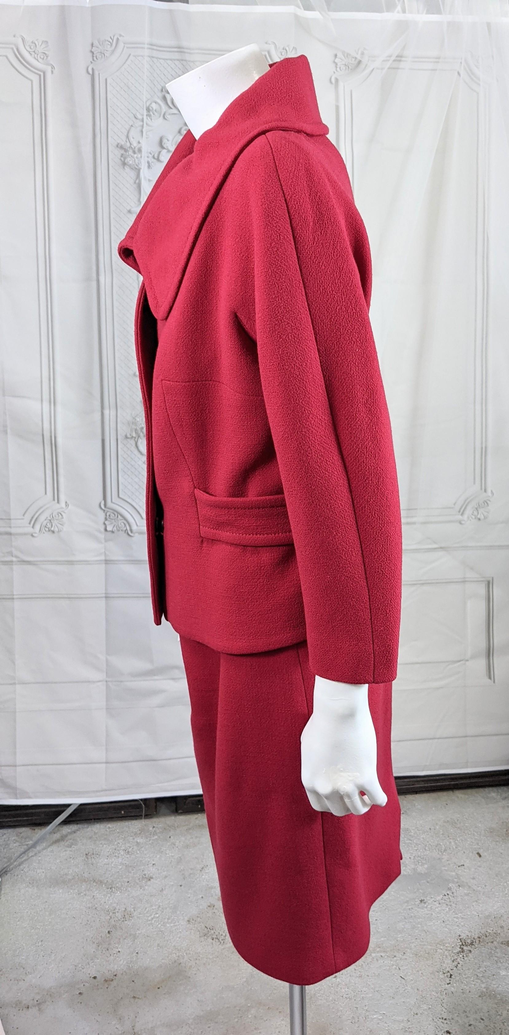 Giambatista Valli Rasberry Wool Crepe Suit In Excellent Condition For Sale In New York, NY