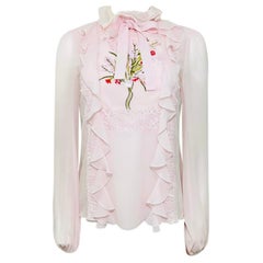 Giambatista Valli Bluse aus Seide und bestickter Georgette
