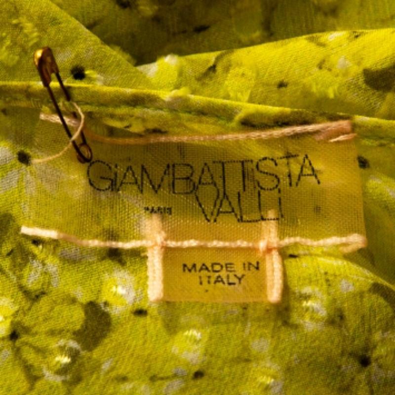 Giambatista Valli Yellow Textured Floral Print Silk Blouse XS en vente 1